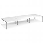 Adapt sliding top triple back to back desks 4800mm x 1600mm - silver frame, white top STE4816-S-WH