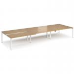 Adapt sliding top triple back to back desks 4800mm x 1600mm - white frame, oak top STE4816-WH-O