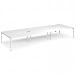 Adapt sliding top triple back to back desks 4800mm x 1600mm - white frame, white top STE4816-WH-WH