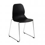 Strut multi-purpose chair with chrome sled frame - black