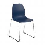 Strut multi-purpose chair with chrome sled frame - navy blue