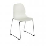 Strut multi-purpose chair with chrome sled frame - white STR501C-WH