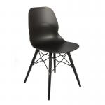 Strut multi-purpose chair with black oak 4 leg frame and black steel detail - black