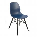 Strut multi-purpose chair with black oak 4 leg frame and black steel detail - navy blue