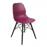 Strut multi-purpose chair with black oak 4 leg frame and black steel detail - plum