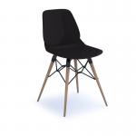 Strut multi-purpose chair with natural oak 4 leg frame and black steel detail - black STR504W-K