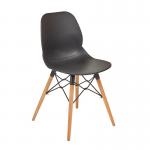 Strut multi-purpose chair with natural oak 4 leg frame and black steel detail - black STR504W-K