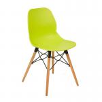 Strut multi-purpose chair with natural oak 4 leg frame and black steel detail - lime green