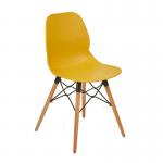 Strut multi-purpose chair with natural oak 4 leg frame and black steel detail - mustard