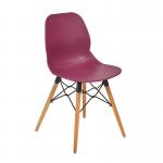 Strut multi-purpose chair with natural oak 4 leg frame and black steel detail - plum