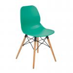 Strut multi-purpose chair with natural oak 4 leg frame and black steel detail - turquoise