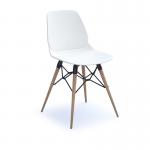 Strut multi-purpose chair with natural oak 4 leg frame and black steel detail - white STR504W-WH