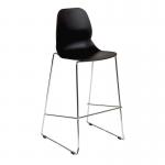 Strut multi-purpose stool with chrome sled frame - black