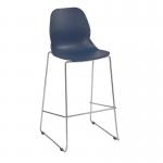Strut multi-purpose stool with chrome sled frame - navy blue