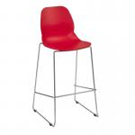 Strut multi-purpose stool with chrome sled frame - red