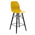 Strut multi-purpose stool with black oak 4 leg frame and black steel detail - mustard