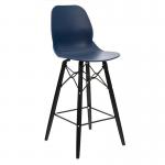 Strut multi-purpose stool with black oak 4 leg frame and black steel detail - navy blue