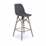 Strut multi-purpose stool with natural oak 4 leg frame and black steel detail - grey STR604W-GR