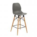Strut multi-purpose stool with natural oak 4 leg frame and black steel detail - grey STR604W-GR