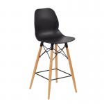 Strut multi-purpose stool with natural oak 4 leg frame and black steel detail - black