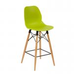 Strut multi-purpose stool with natural oak 4 leg frame and black steel detail - lime green