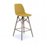 Strut multi-purpose stool with natural oak 4 leg frame and black steel detail - mustard STR604W-MU