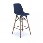 Strut multi-purpose stool with natural oak 4 leg frame and black steel detail - navy blue STR604W-NB