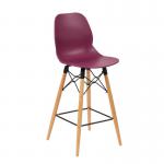 Strut multi-purpose stool with natural oak 4 leg frame and black steel detail - plum