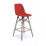 Strut multi-purpose stool with natural oak 4 leg frame and black steel detail - red STR604W-RE