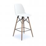 Strut multi-purpose stool with natural oak 4 leg frame and black steel detail - white STR604W-WH