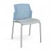 Santana 4 leg stacking chair with fabric seat and perforated blue back and chrome frame and no arms - made to order SUP100-C-B