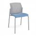 Santana 4 leg stacking chair with fabric seat and perforated grey back and chrome frame and no arms - made to order SUP100-C-G