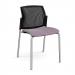 Santana 4 leg stacking chair with fabric seat and perforated black back and chrome frame and no arms - made to order SUP100-C-K