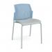 Santana 4 leg stacking chair with fabric seat and perforated blue back and grey frame and no arms - made to order SUP100-G-B