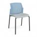 Santana 4 leg stacking chair with fabric seat and perforated blue back and black frame and no arms - made to order SUP100-K-B