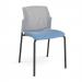 Santana 4 leg stacking chair with fabric seat and perforated grey back and black frame and no arms - made to order SUP100-K-G