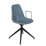 Suzi fully upholstered chair with arms and black pyramid base - made to order SUZ400A-K