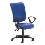 Senza extra high back operator chair with fixed arms - Ocean Blue vinyl SX43-000-74465