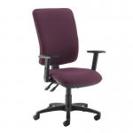Senza extra high back operator chair with adjustable arms - Bridgetown Purple SX44-000-YS102