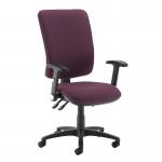 Senza extra high back operator chair with folding arms - Bridgetown Purple SX46-000-YS102