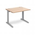 TR10 straight desk 1000mm x 800mm - silver frame, beech top T10SB