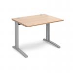 TR10 straight desk 1000mm x 800mm - silver frame and beech top