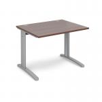 TR10 straight desk 1000mm x 800mm - silver frame and walnut top