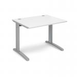 TR10 straight desk 1000mm x 800mm - silver frame, white top T10SWH