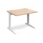 TR10 straight desk 1000mm x 800mm - white frame, beech top T10WB