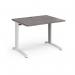 TR10 straight desk 1000mm x 800mm - white frame, grey oak top T10WGO