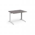 TR10 straight desk 1000mm x 800mm - white frame and grey oak top