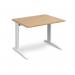 TR10 straight desk 1000mm x 800mm - white frame, oak top T10WO