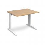 TR10 straight desk 1000mm x 800mm - white frame, oak top T10WO