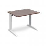 TR10 straight desk 1000mm x 800mm - white frame, walnut top T10WW